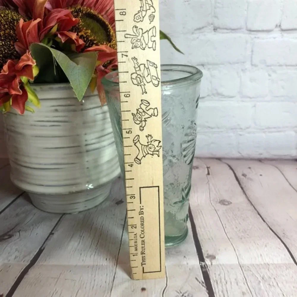 vintage glass vase with beach themed imprints